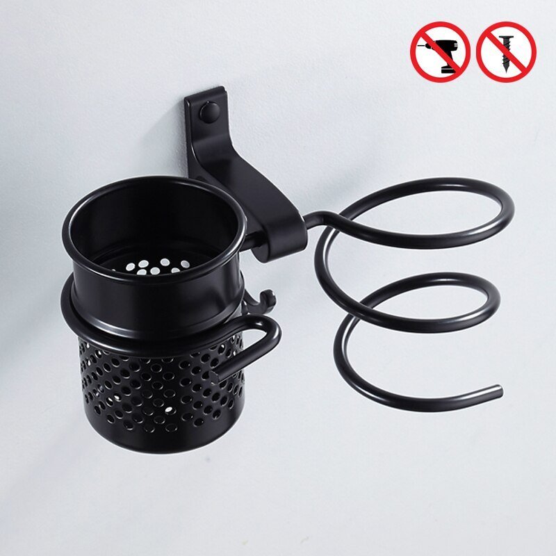 Soporte de Metal negro Multifuncional para secador de pelo