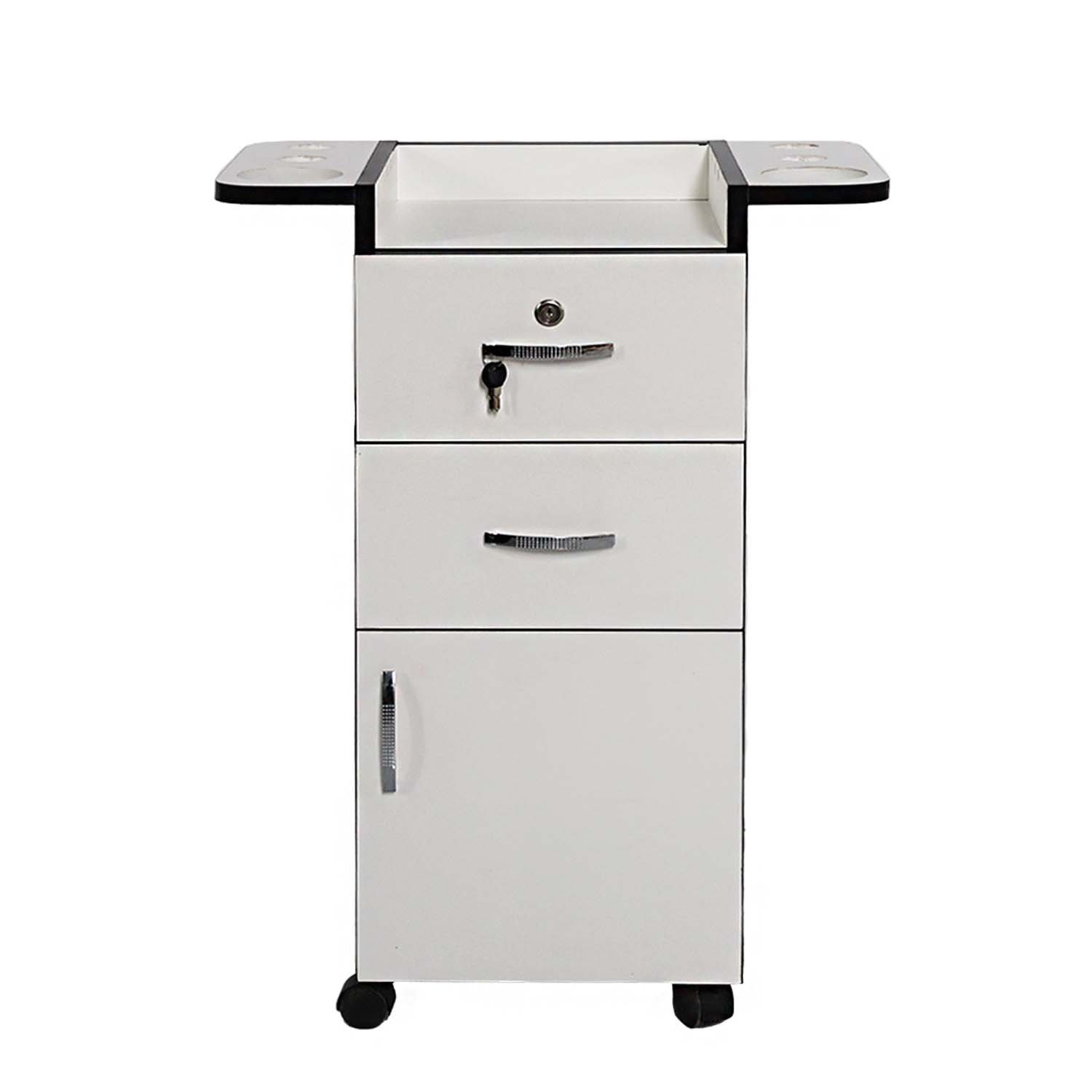 Carrito Auxiliar con Cajones y Puerta WHITE BLACK 2