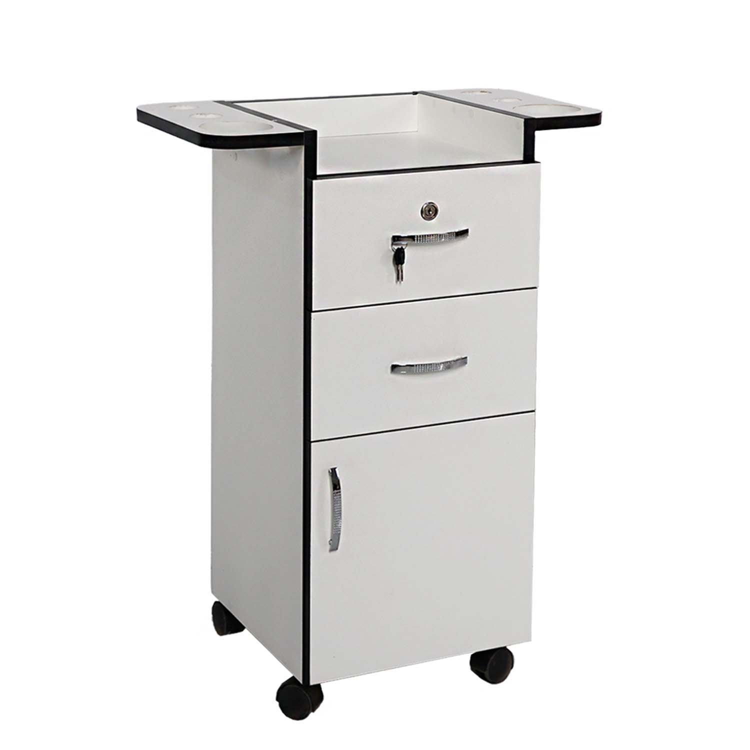 Carrito Auxiliar con Cajones y Puerta WHITE BLACK