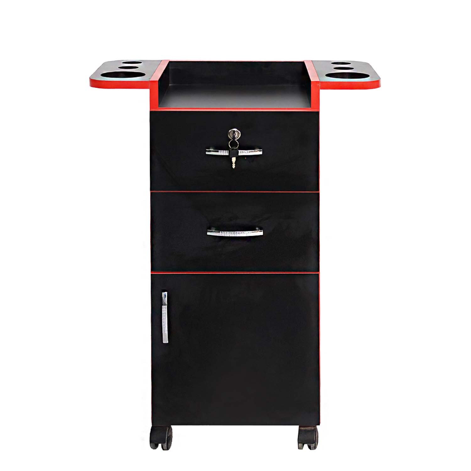 Carrito Auxiliar con Cajones y Puerta BLACK RED 2