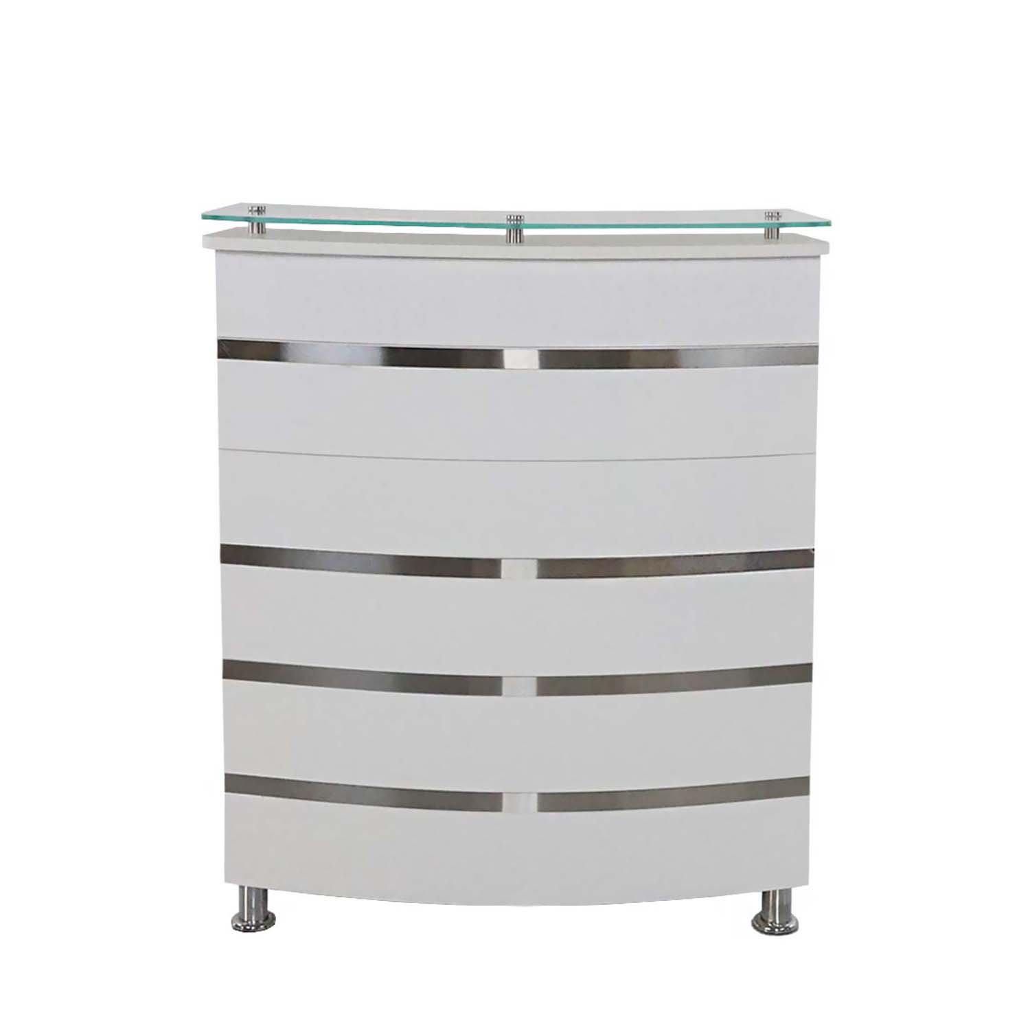 Counter Recepción Elegante Arelio (Blanco/Plateado) 2