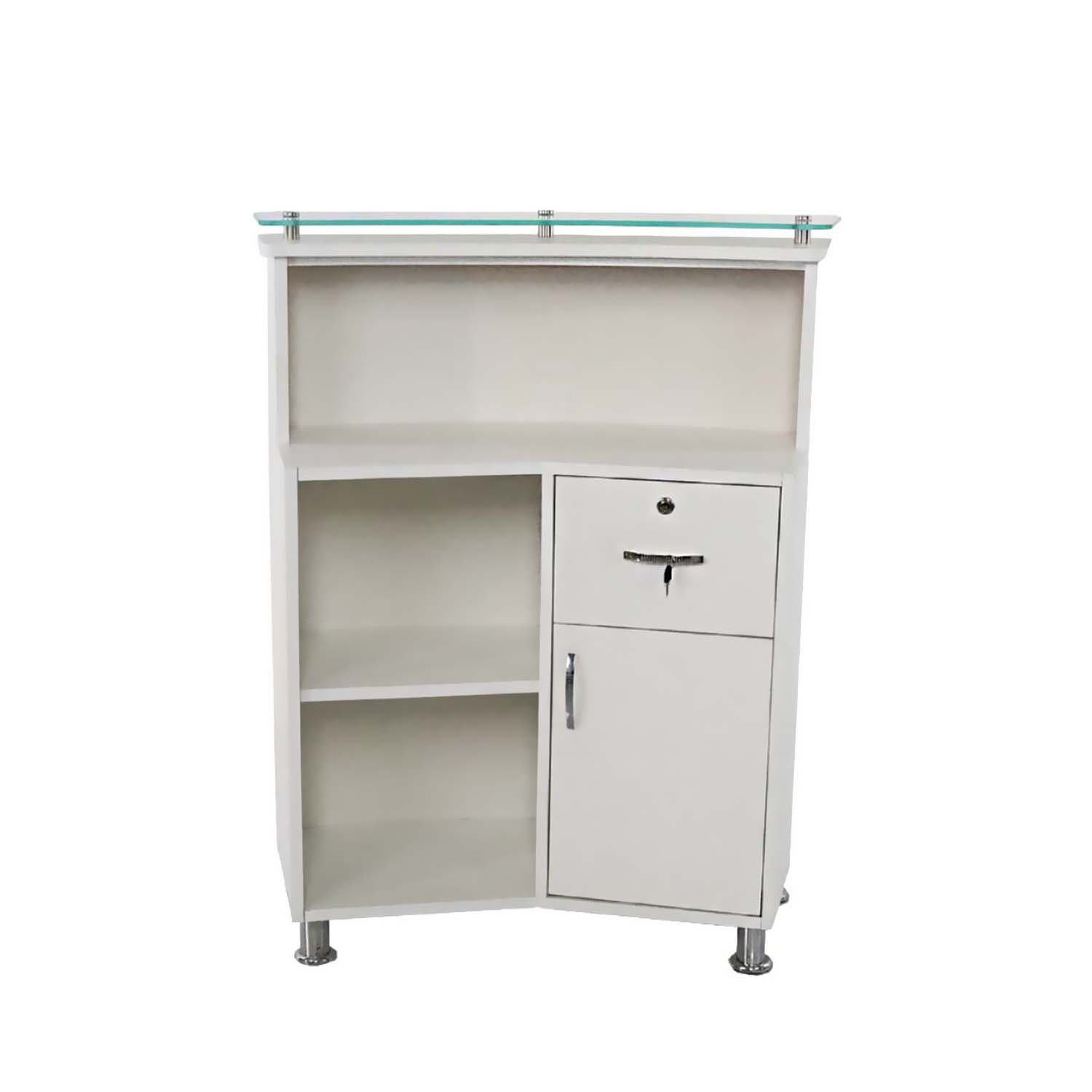 Counter Recepción Elegante Arelio (Blanco/Plateado) 4