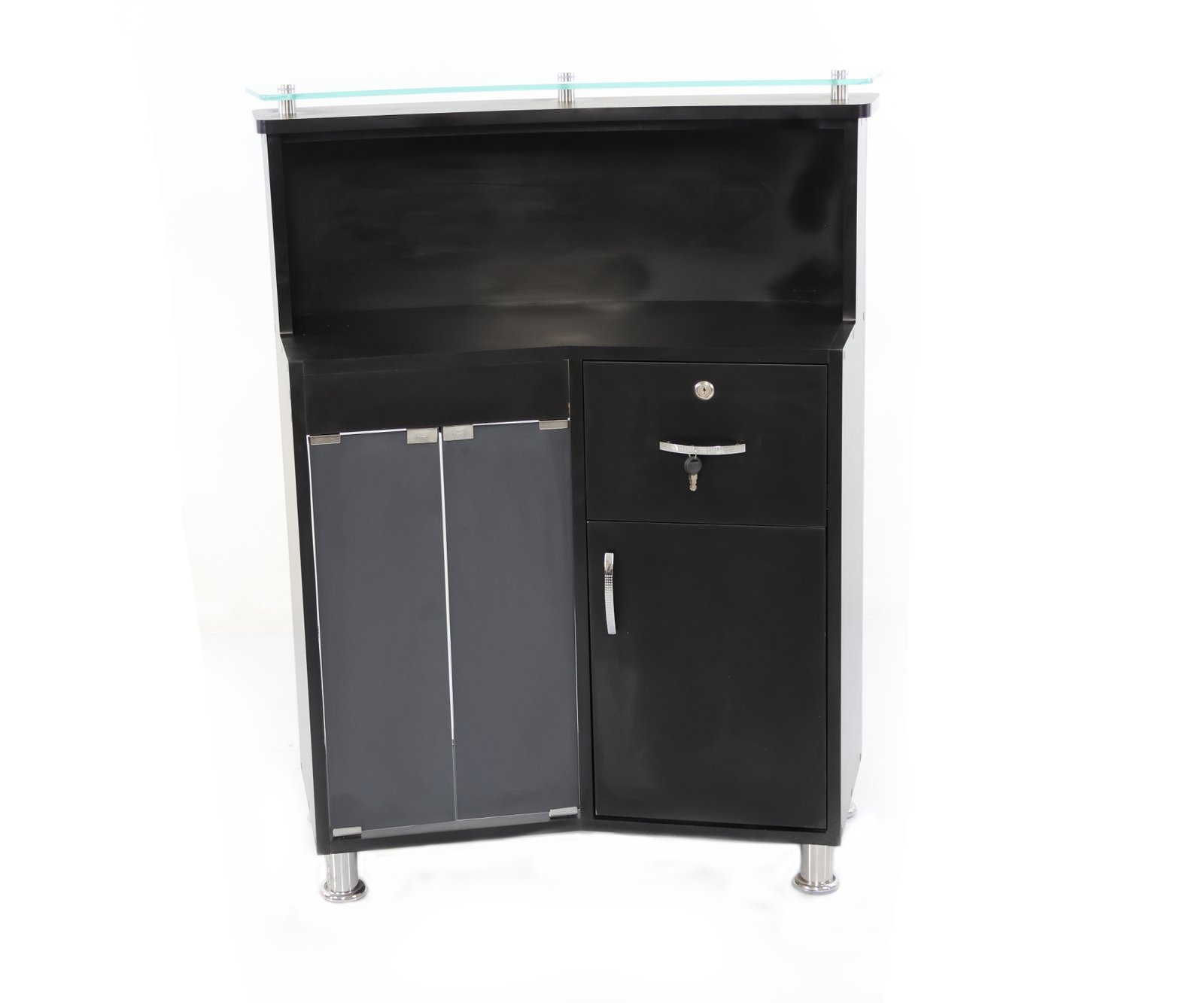 Counter de Recepción Negro con Vidrio 4