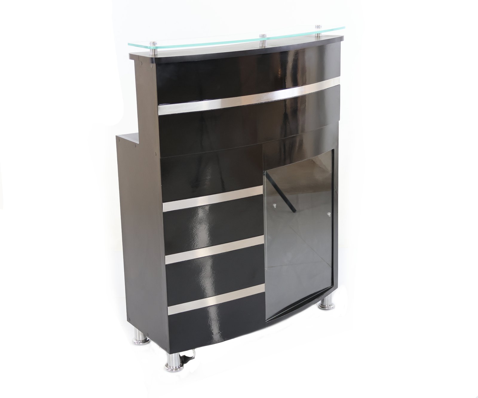 Counter de Recepción Negro con Vidrio