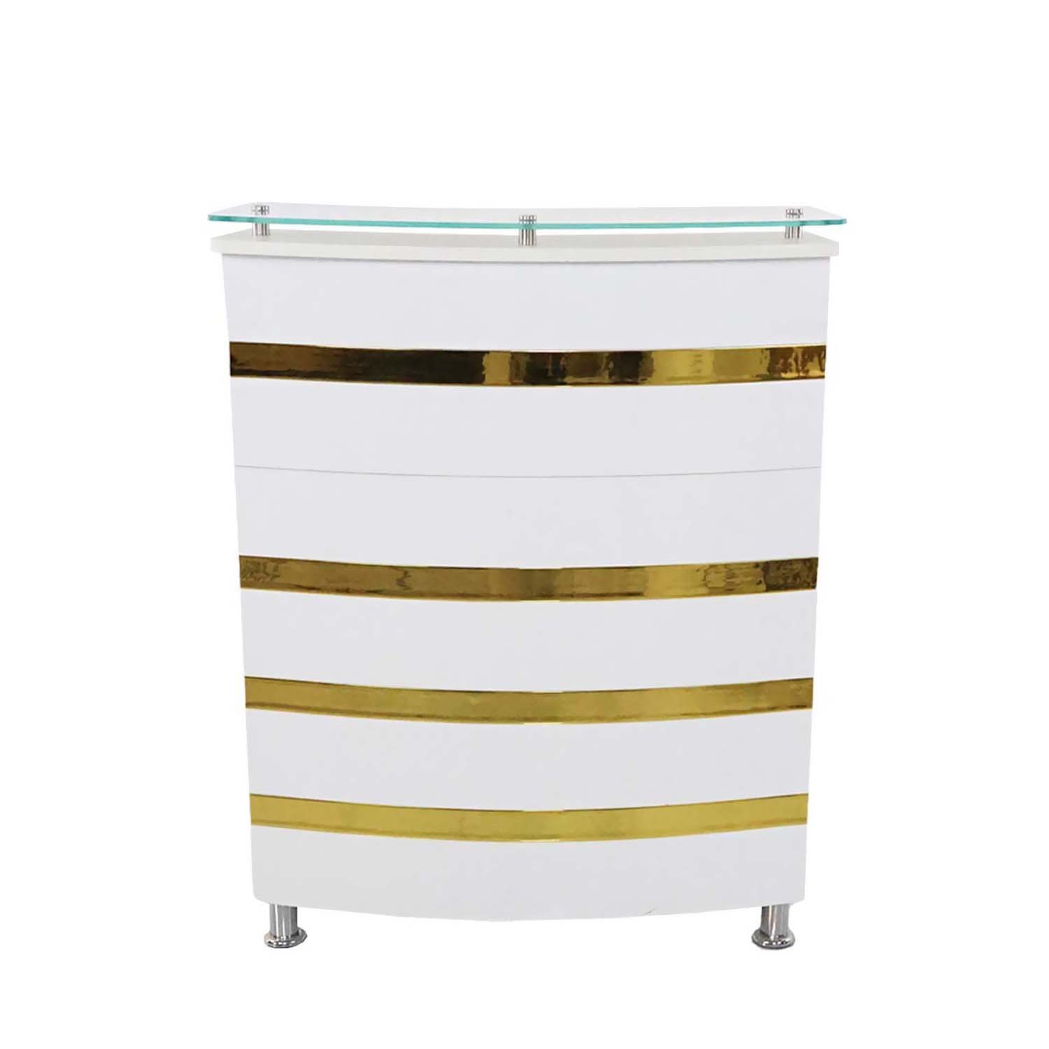 Counter Recepción Elegante Orvian (Blanco/Dorado) 2