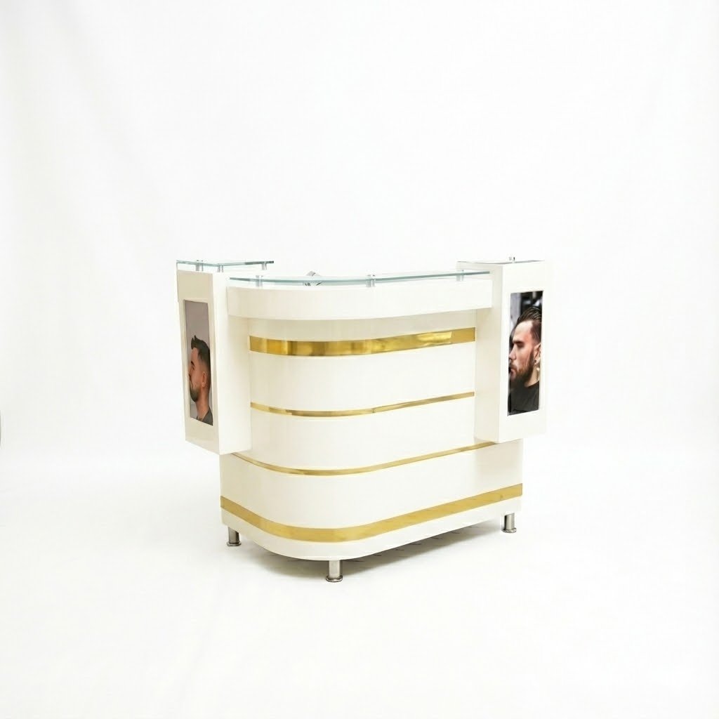 Counter Recepcion Elegante White & Gold