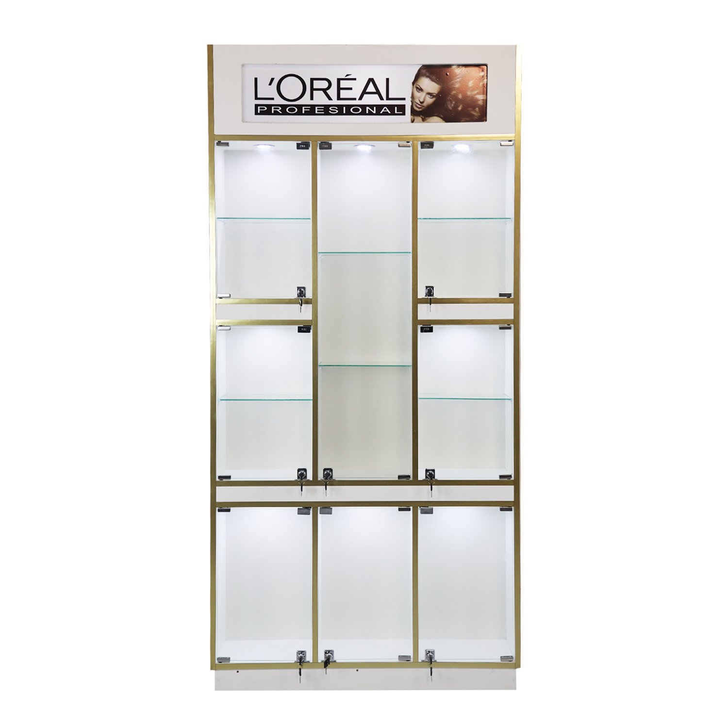 Exhibidor Vitrina Funcional Total Pro Solenne (Blanco/Dorado) 2