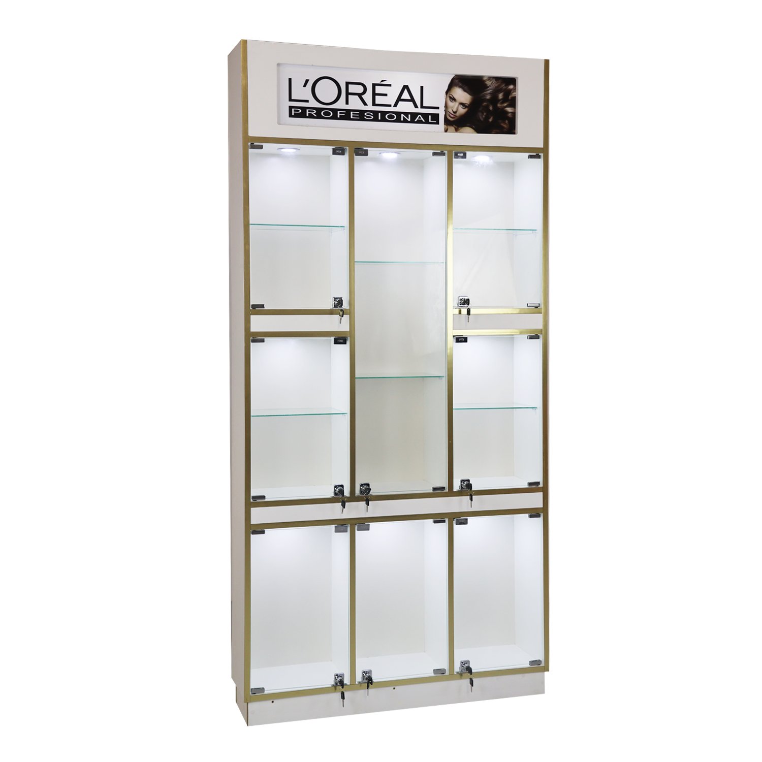 Exhibidor Vitrina Funcional Total Pro Solenne (Blanco/Dorado) 3