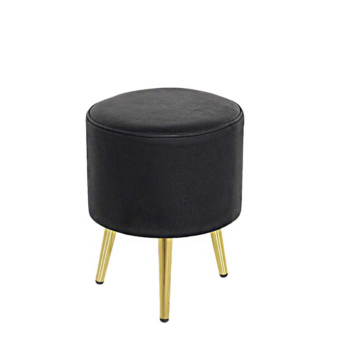 Puff Redondo Glam Aurox (Negro/Dorado)