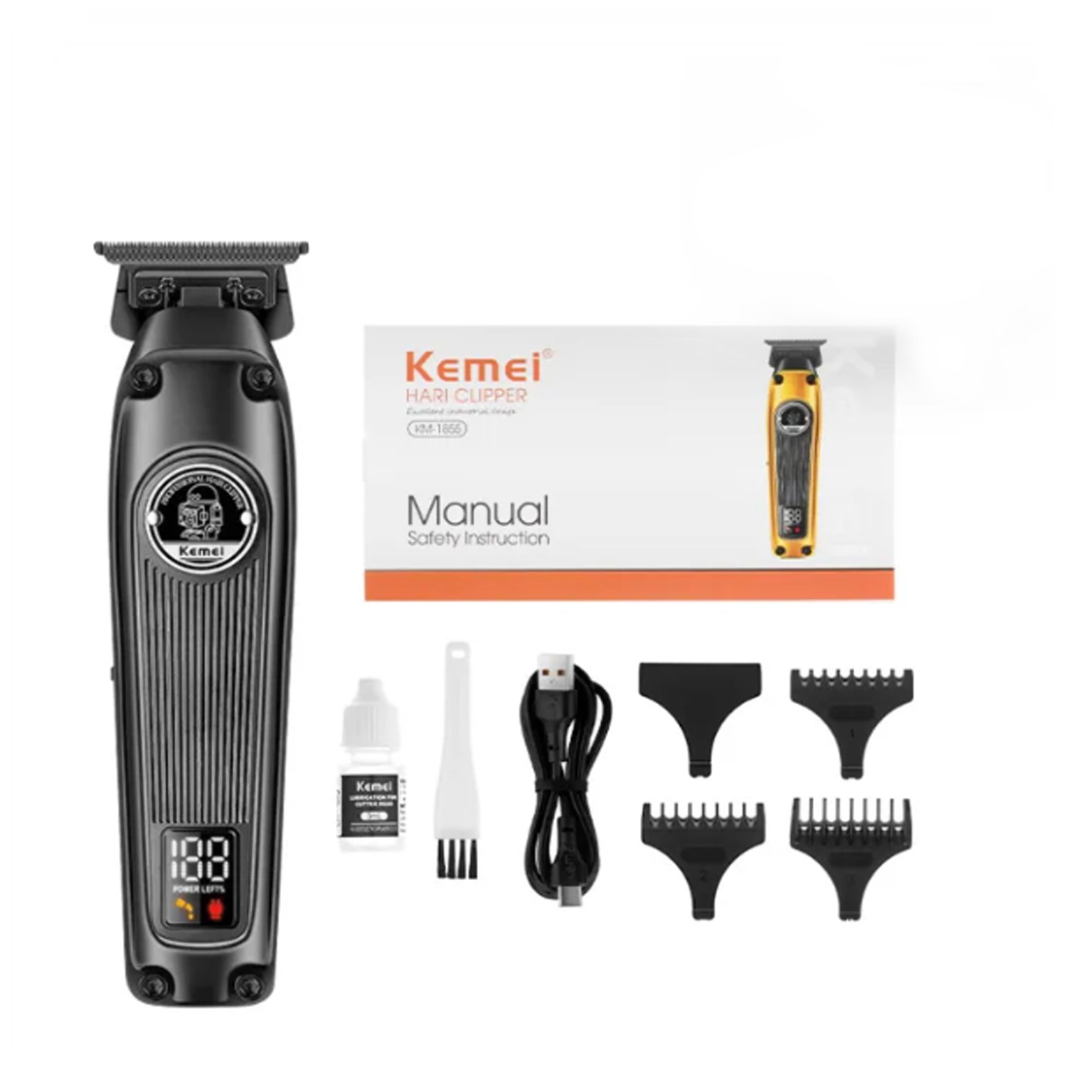 Trimmer Kemei T-Line Black LED 2