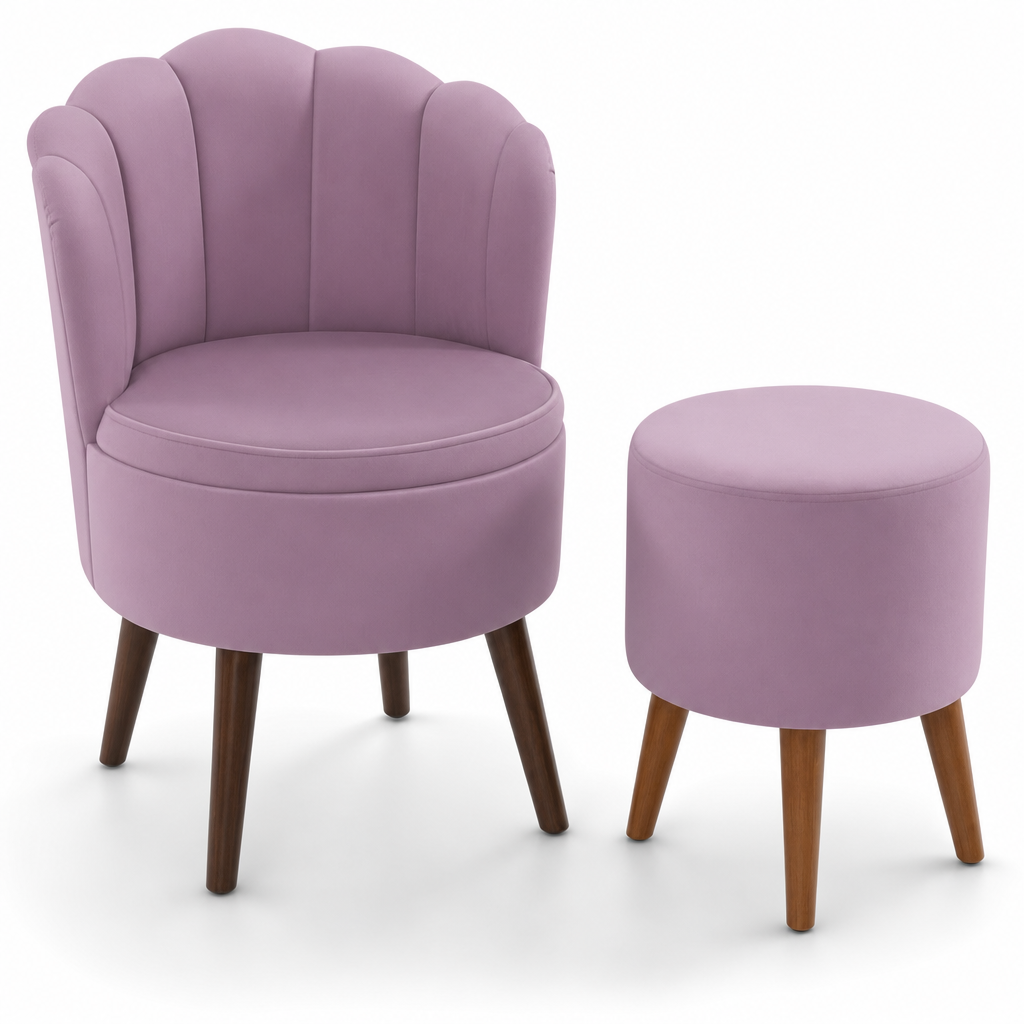 Puff Abanico Comodidad con Elegancia Morado