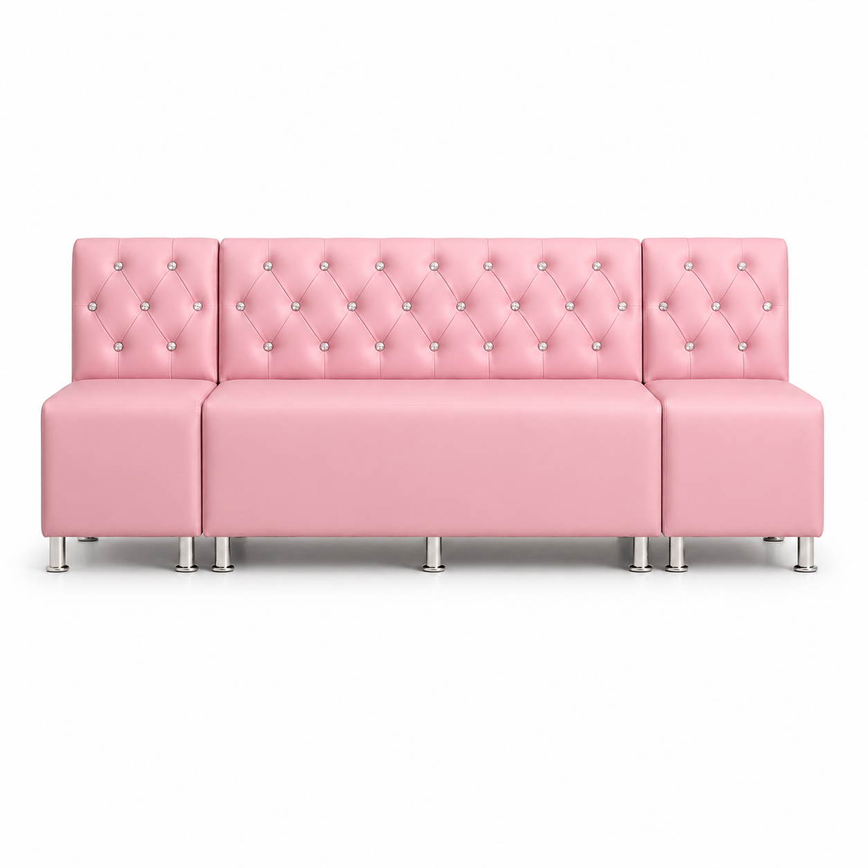 Juego de Espera Capitoné Rosa con Cristales – 3 Cuerpos