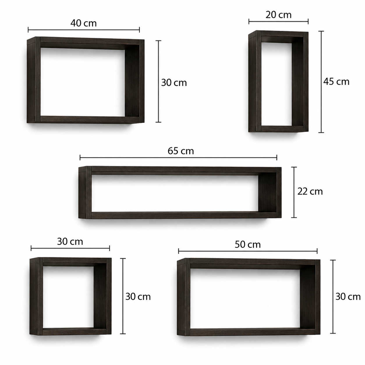 Set de Repisas Flotantes Rectangulares de Pared – 5 Piezas