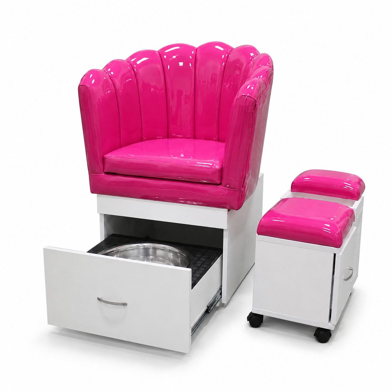 Sillón de Pedicure Spa con Tina Extraíble y Banco Auxiliar