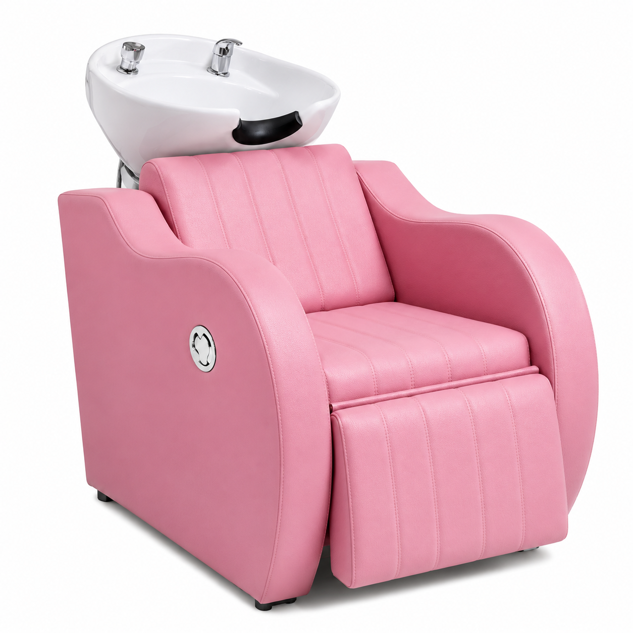 Lavacabezas Reclinable Premium Rosado con Loza Blanca