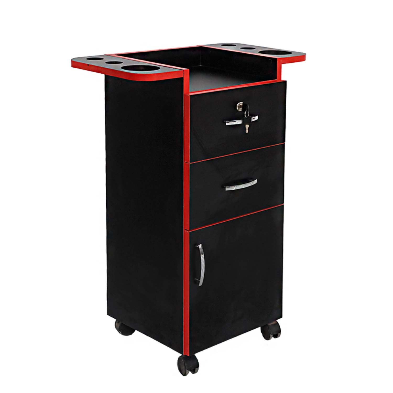 Carrito Auxiliar con Cajones y Puerta BLACK RED