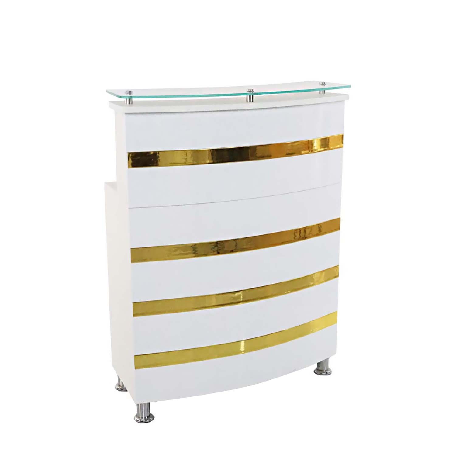 Counter Recepción Elegante Orvian (Blanco/Dorado)