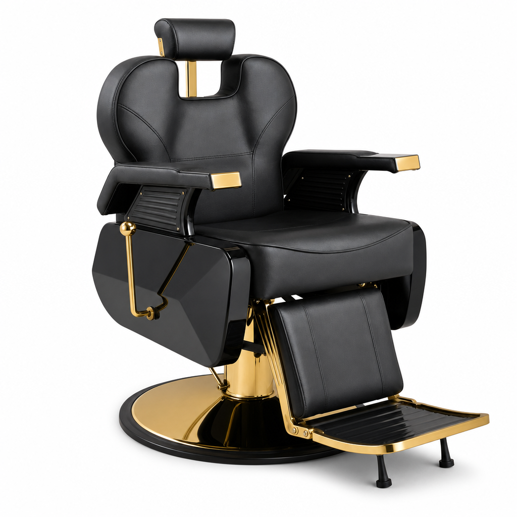 Sillón Barbero Estilo Elegante Único Gold Classic