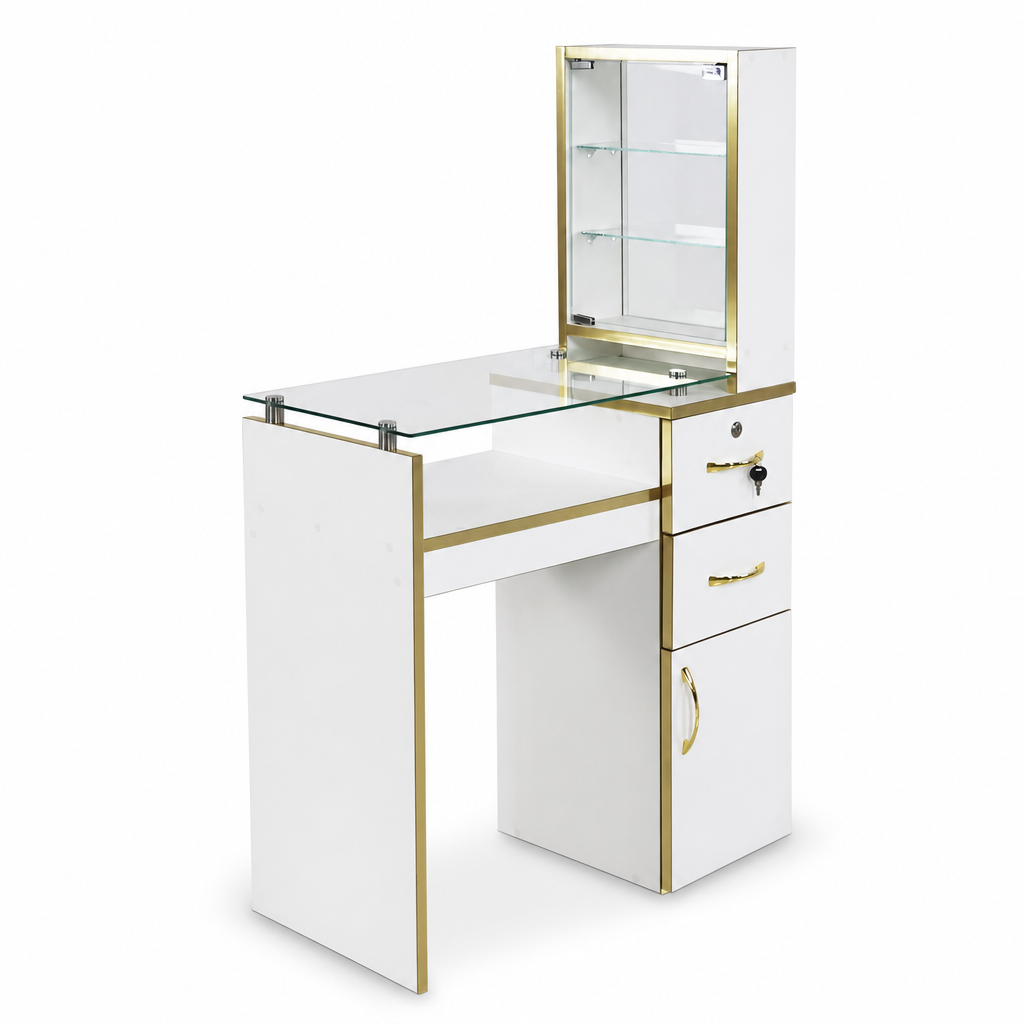 Mesa Manicure Compacto y Elegante Aurelia (Dorado)