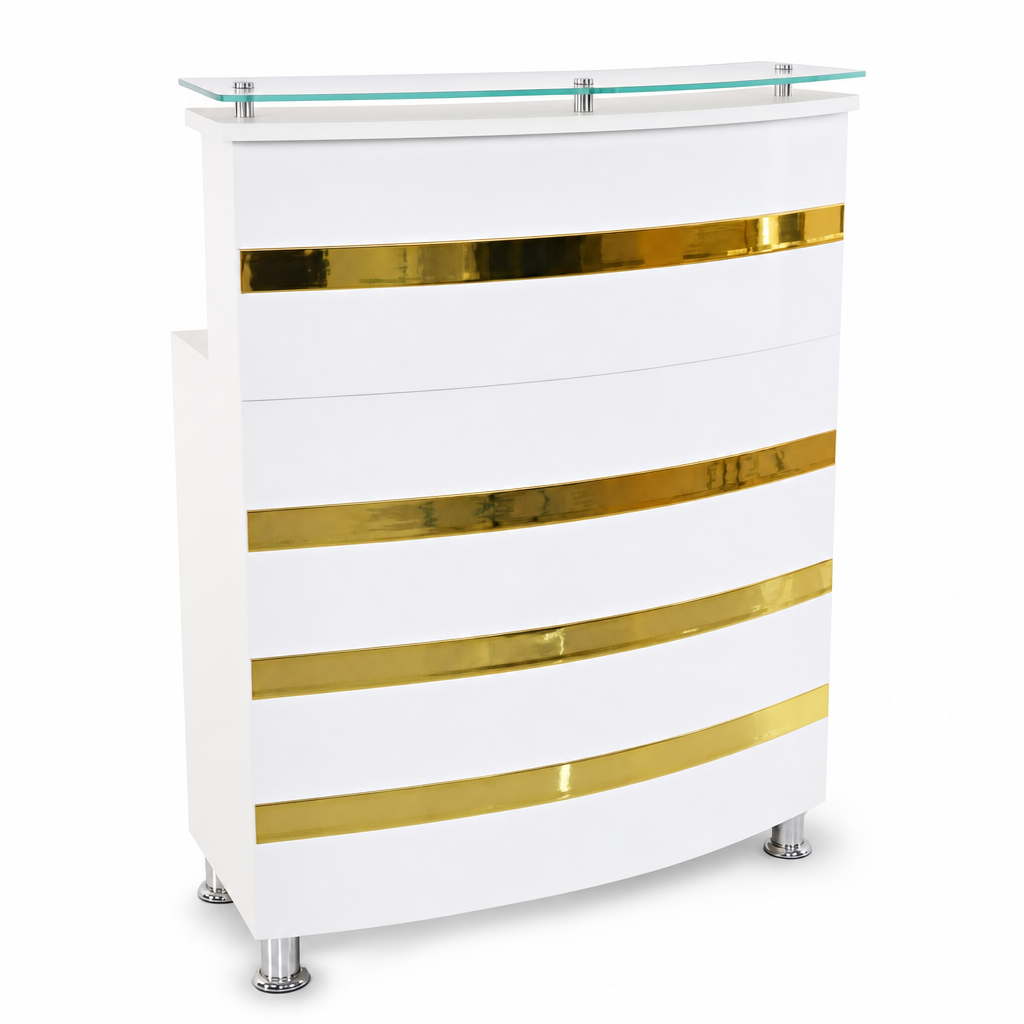 Counter Recepción Elegante Orvian (Blanco/Dorado)