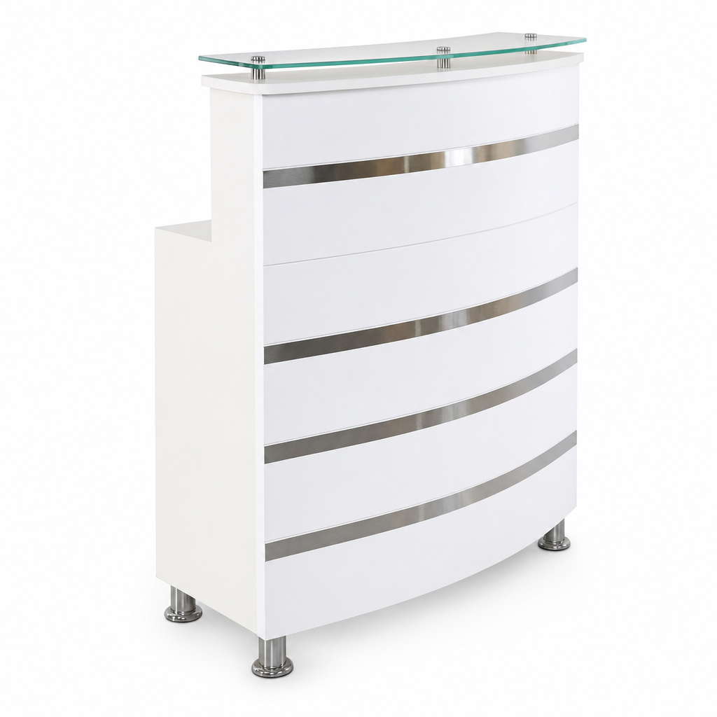 Counter Recepción Elegante Arelio (Blanco/Plateado)