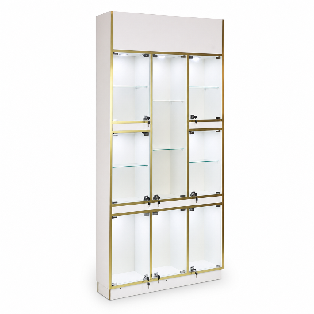 Exhibidor Vitrina Funcional Total Pro Solenne (Blanco/Dorado)