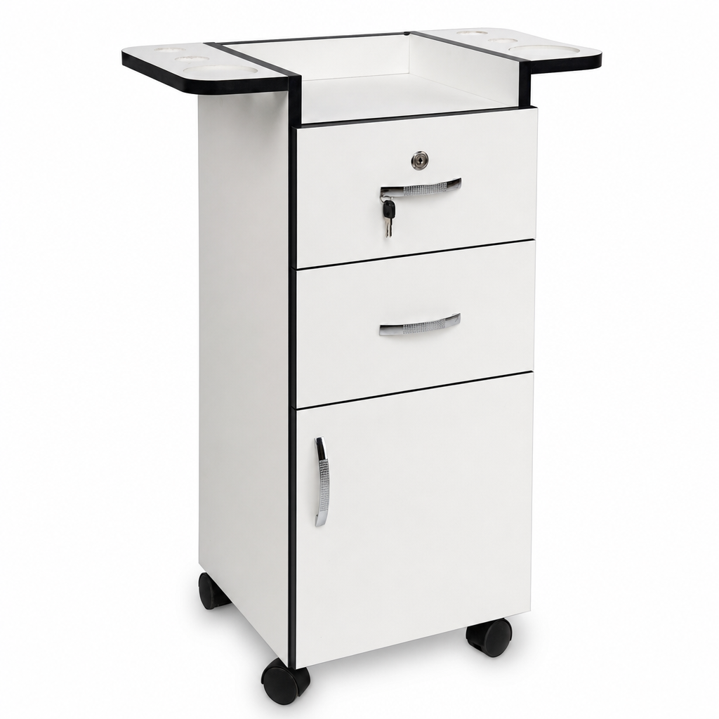 Carrito Auxiliar con Cajones y Puerta WHITE BLACK