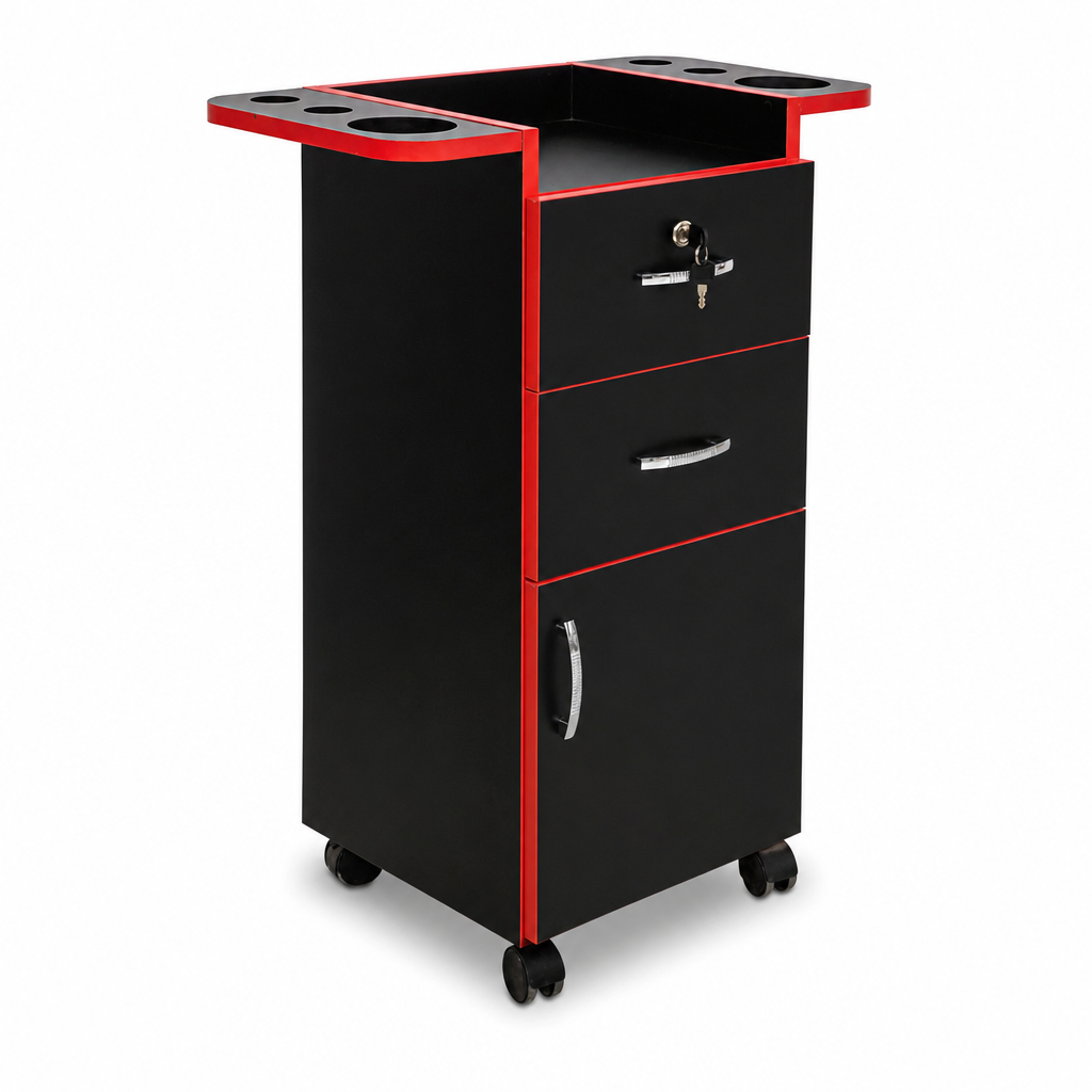 Carrito Auxiliar con Cajones y Puerta BLACK RED