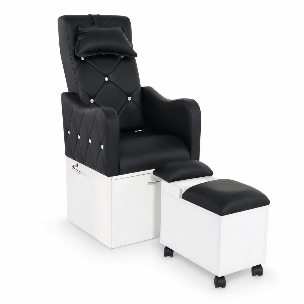 Juego Sillón de Pedicure Confort & Estilo Velora (Negro con base Blanco)