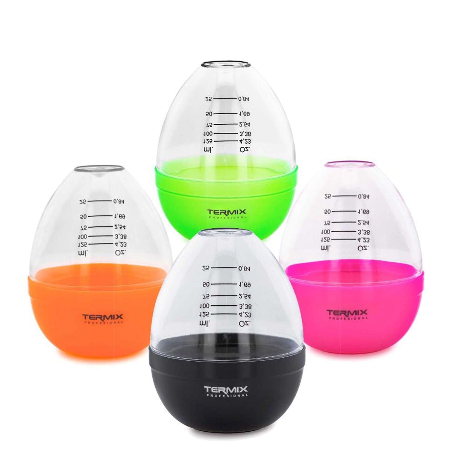 Kit Coctelera Profesional para Tinte Termix - ZNegro, Fucsia, Naranja, Verde.