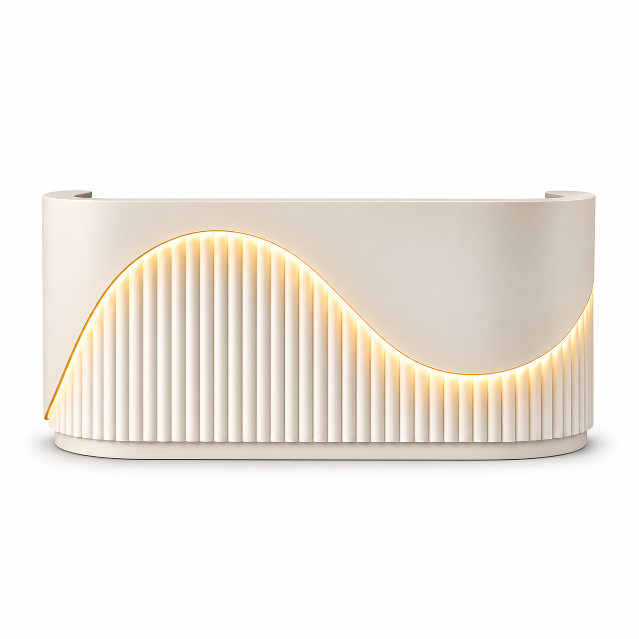 Mesón Recepción Curvo Crema Luz LED Onda Neva