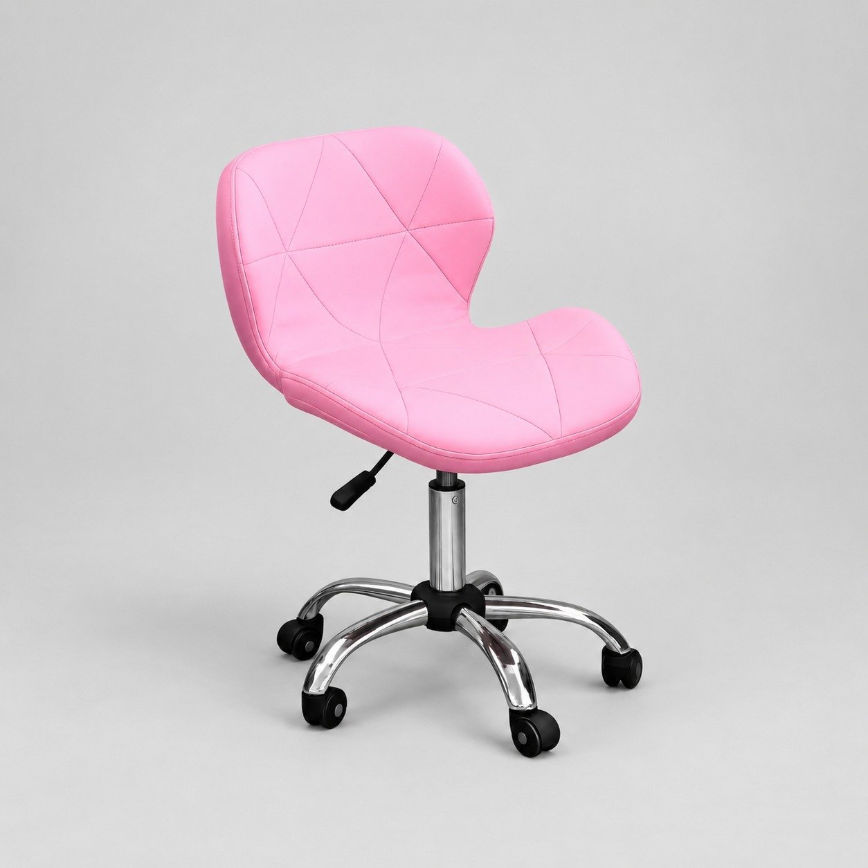 Silla de Manicure Giratoria Rosada con Ruedas
