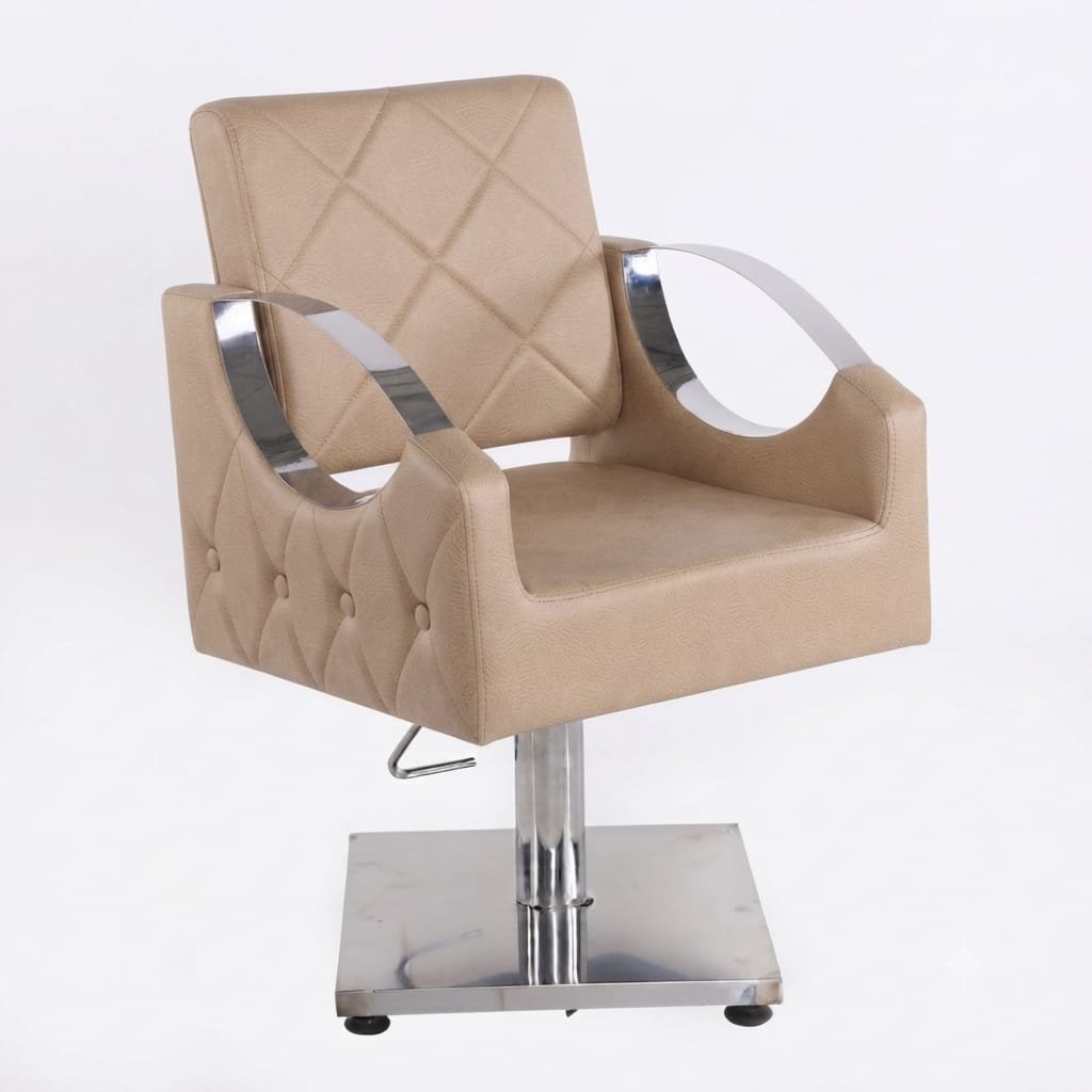 Silla de Corte Beige Aurora con Brazos Ovalados Cromados