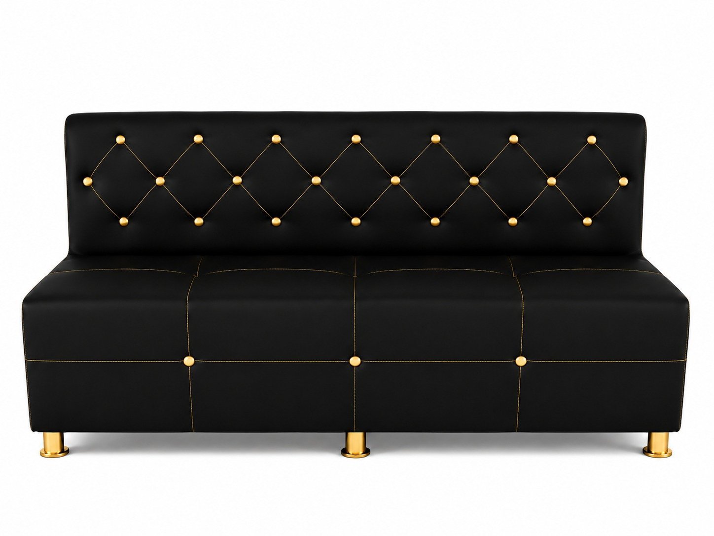 Sillón de Espera 2 Cuerpos Negro con Botones Dorados