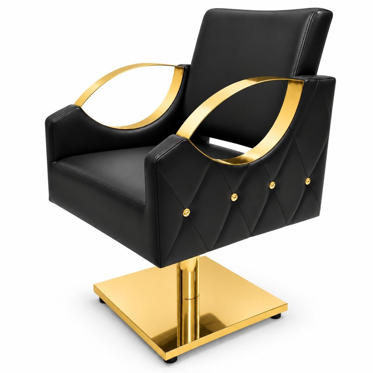 Silla de Corte Negra Capitoné con Detalles Dorados Zael