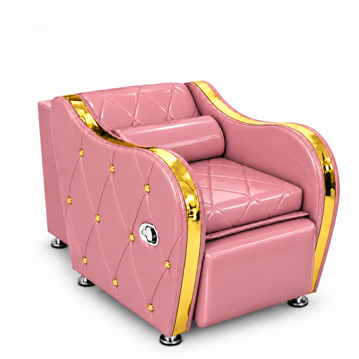 Sillón de Espera 1 Cuerpo Rosa Capitoné Dorado Nila