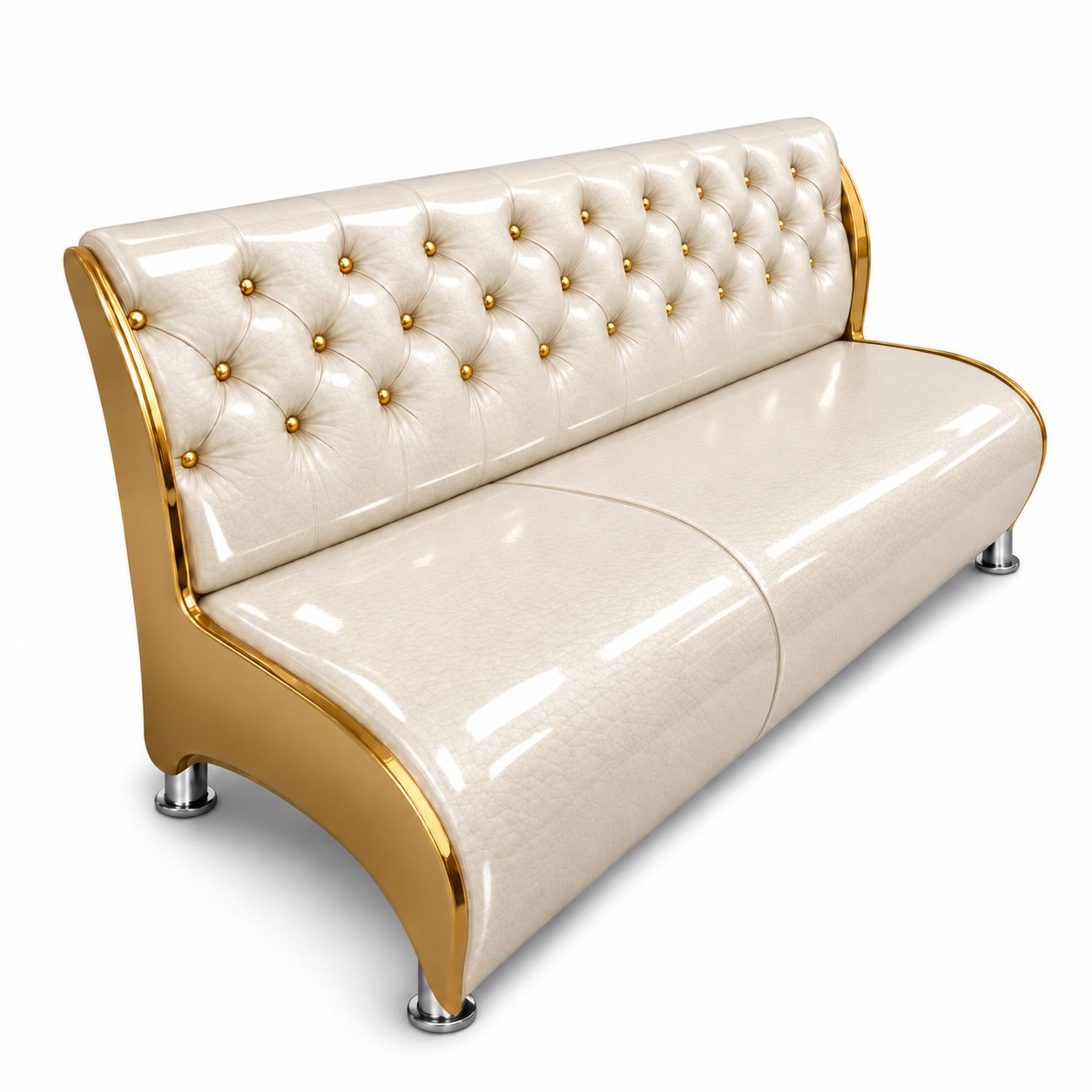 Sillón de Espera 3 Cuerpos hueso con Botones Dorados Lume
