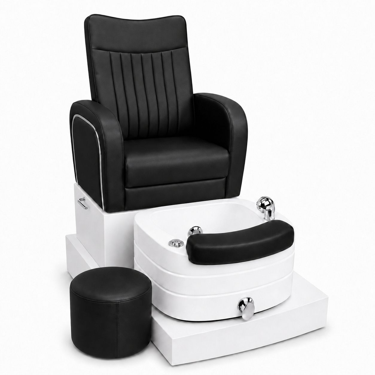 Sillón de Pedicure Spa Elegance — Tina Blanca y Pouf a Juego