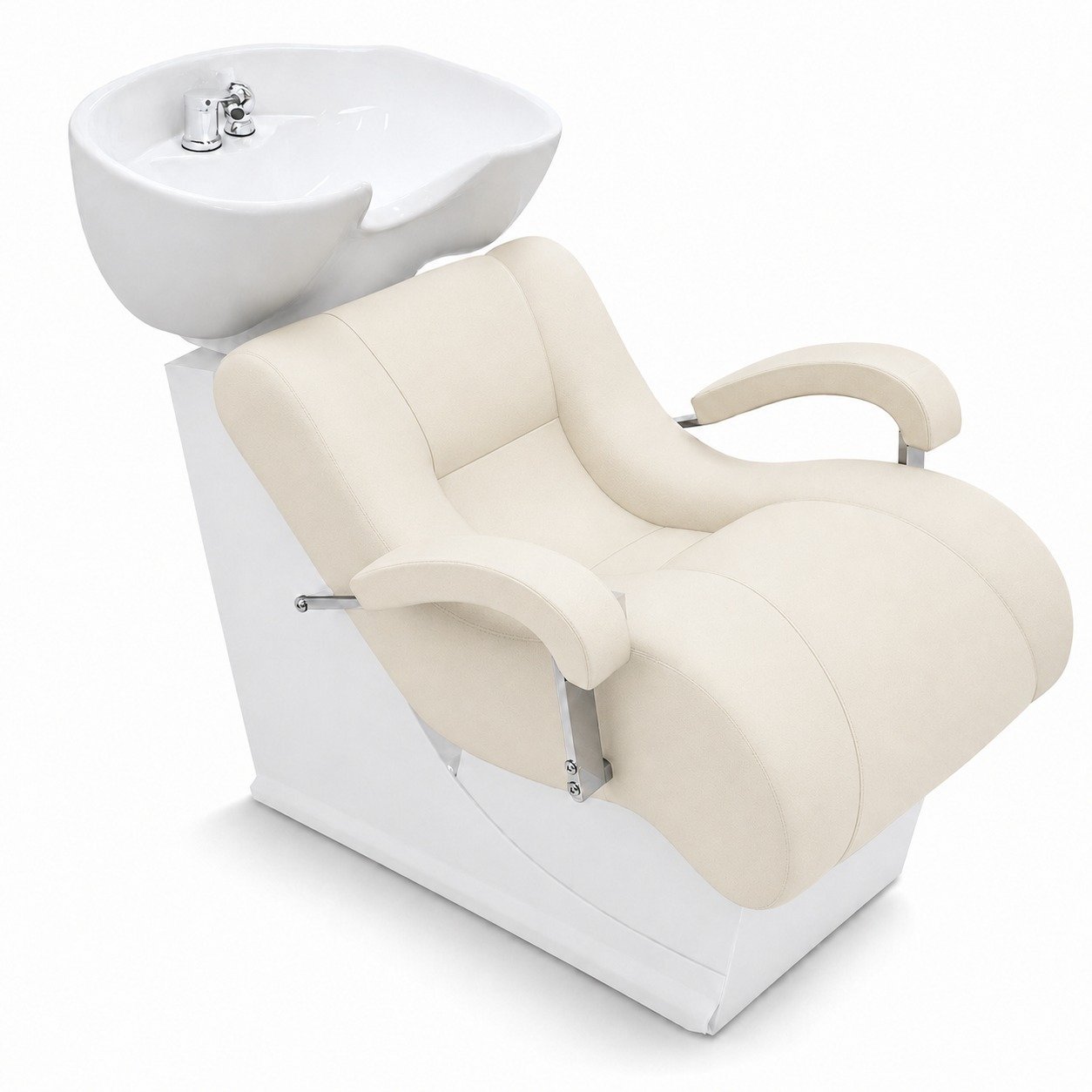 Lavacabezas Profesional Ergonómico Marfil Elegance — Cuerpo Reclinable + Loza Cerámica